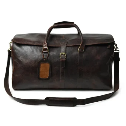 Wholesale Eco-Friendly Large Fashionable Premium Top Grain Cowhide Leather Business Duffle Bag Functional Shoulder Handbag
