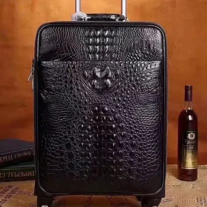 Logo Luxury Leather Trolley Luggage Bag