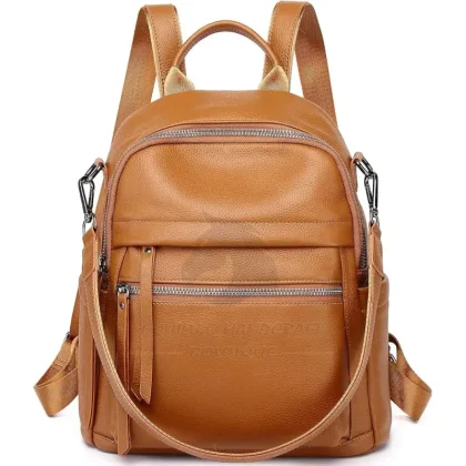 New Arrival Premium Quality Genuine Leather Softback Bagpack Zipper Closure Waterproof 20-35L Capacity Unisex Interior Zipper