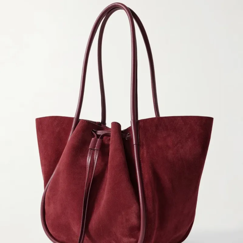 Premium Quality Genuine Leather Fashion Tote Bag Zipper Open Pouch Large Capacity Burgundy Shoulder Handbag Office Daily Use - Image 4