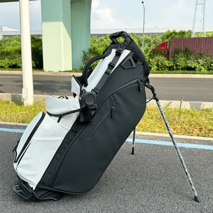 ASL GOLF Black White Waterproof Pu Leather Golf Stand Bag Stand Golf Bags for Men Premium