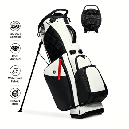 2026 Luxury Golf Bag Leather Black Women 14 Way Waterproof Golf Stand Bag Premium Leather Golf Bag Men 14 Divider