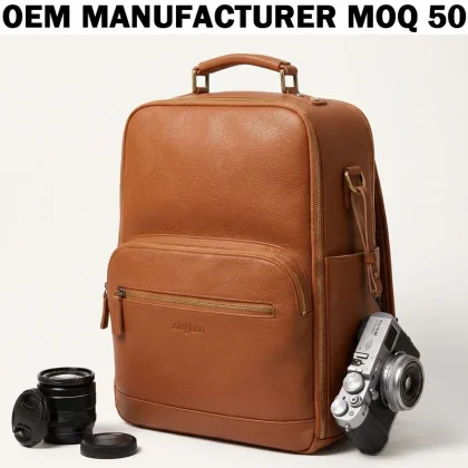 Fashion Boutique Photographer Bag Multi-pocket Shockproof Leather Travel Backpack Camera Bag for CA