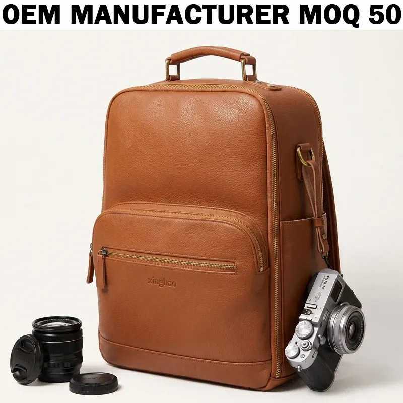 Fashion Boutique Photographer Bag Multi-pocket Shockproof Leather Travel Backpack Camera Bag for CA