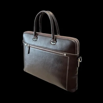 Unisex Genuine Leather Waterproof Lightweight High Quality Eco-Friendly Briefcase Navy Blue Casual Classic Luxurious Gold Zipper