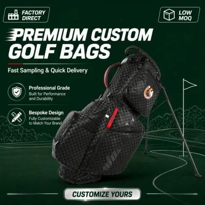 New Manufacture Wholesale ODM Waterproof High Quality Genuine Pu Leather Men Logo Stand Golf Bag