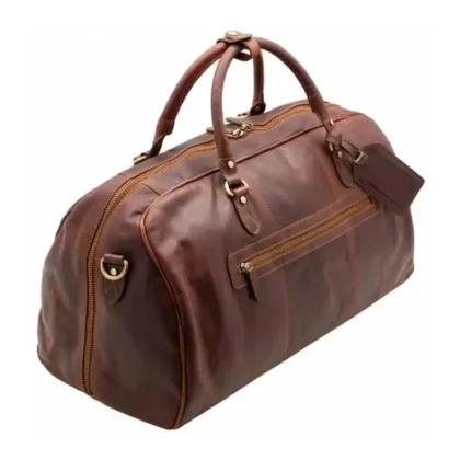 Premium Genuine Leather Unisex Travel Bags with Zipper & Tassel-Lightweight Durable 76-120L+ Capacity for Outdoor Sports Camping