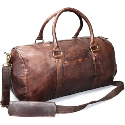 Premium Wild West Duffel Bag in Leather Saddle Design for Men and Women Versatile Western Style Travel Tote Hot Selling 20 Inch