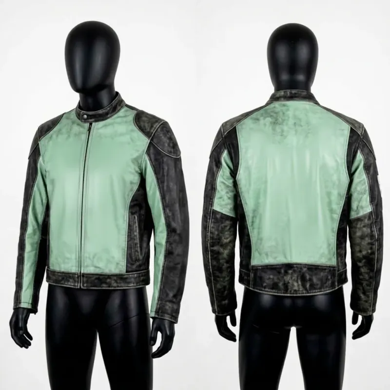 Carbon Look Racing Leather Jacket Graphic Biker Moto Coat Men Advanced Protection Motorbike Rider Gear Sportswear