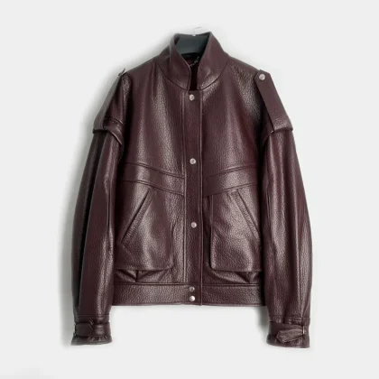 Women's Genuine Sheepskin Leather Jacket Small Stand Collar Elegant Coat