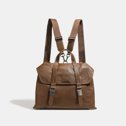 ODM 2026 New Manufacturer Top-layer Vegetable-tanned Cowhide Genuine Leather Vintage Travel Universal Backpacks