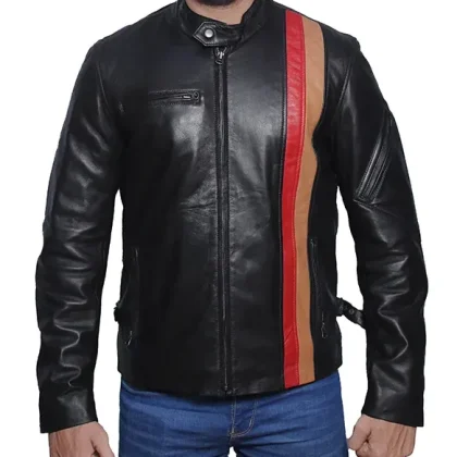Premium Moto Style Men's Black Leather Biker Jacket Anti-Wrinkle Stand Collar Outerwear Fashion Riding Plus Size Coats