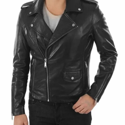 Titan Black Leather Biker Jacket