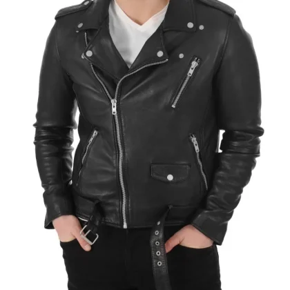 Vector Black Leather Biker Jacket