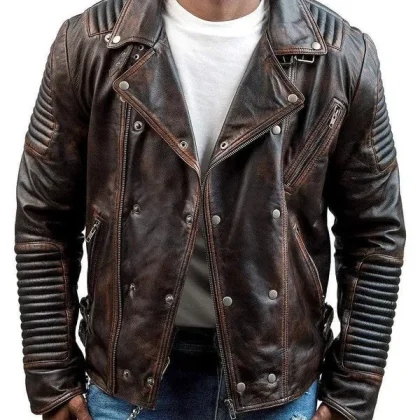 Spectrum Brown Leather Biker Jacket