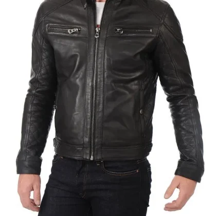 Outlaw Black Leather Biker Jacket