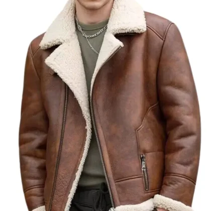 Tundra Distressed Brown Shearling Leather Jacket