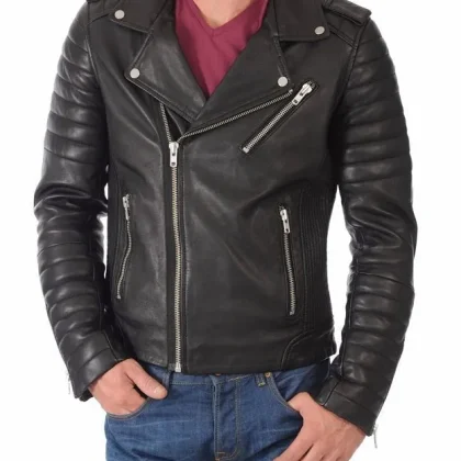 Shadow Black Leather Biker Jacket