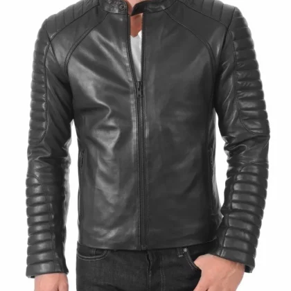 Onyx Black Leather Biker Jacket