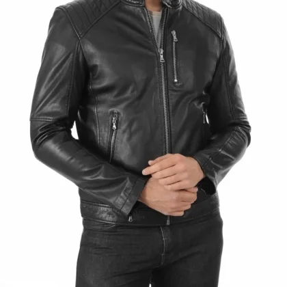 Men's Blade Black Leather Biker Jacket