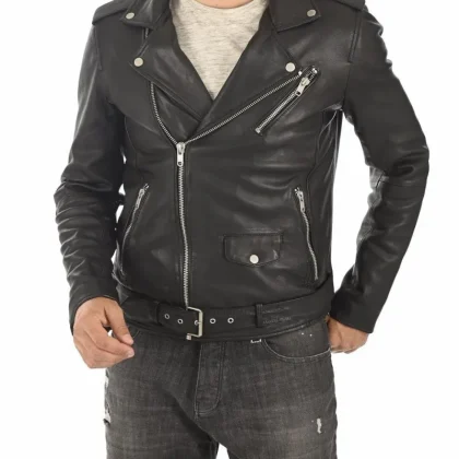 Apex Black Leather Biker Jacket