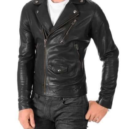 Phoenix Black Leather Biker Jacket