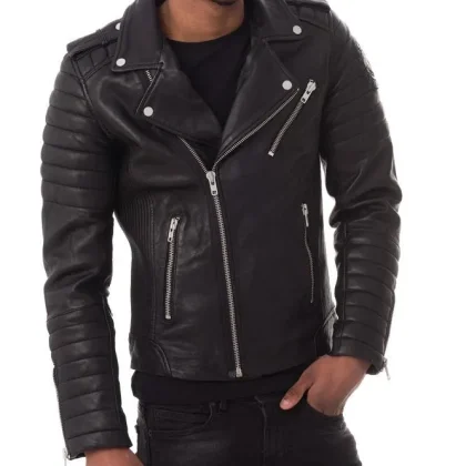 Orion Black Leather Biker Jacket