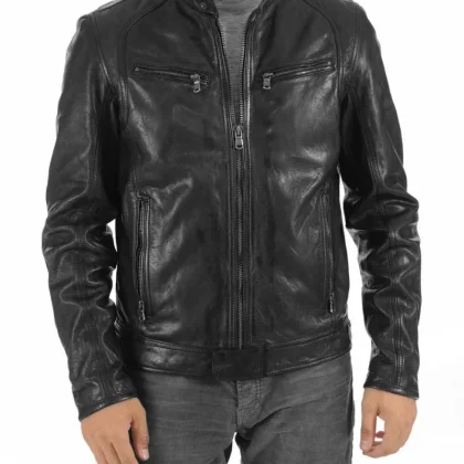 Echo Black Leather Biker Jacket
