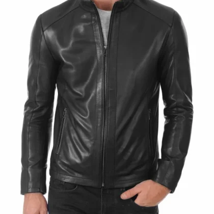 Viper Black Leather Biker Jacket