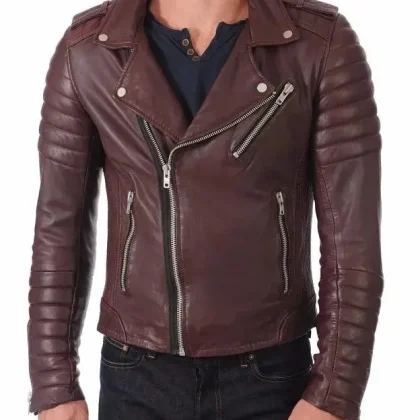 Panther Brown Leather Biker Jacket