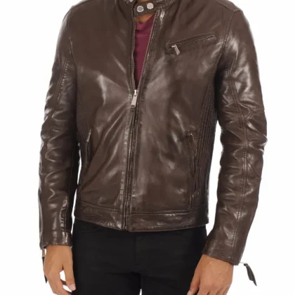 Inferno Brown Leather Biker Jacket