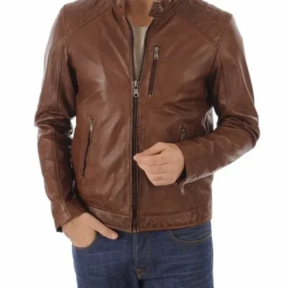 Elite Brown Leather Biker Jacket