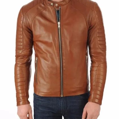 Vogue Tan Leather Biker Jacket