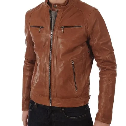 Avalanche Tan Leather Biker Jacket