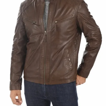 Stryker Brown Leather Biker Jacket