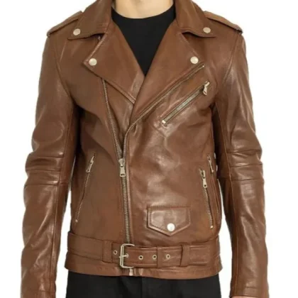 Blitz Brown Leather Biker Jacket