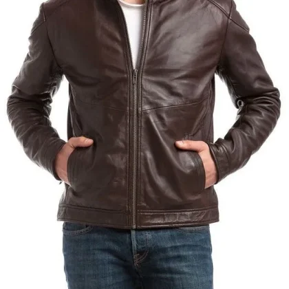 Delta Brown Leather Biker Jacket