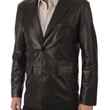 Dapper Black Leather Blazer