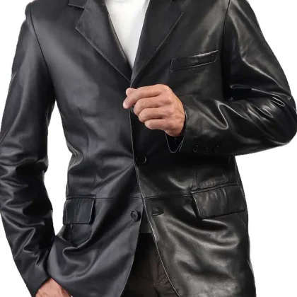 Verve Black Leather Blazer