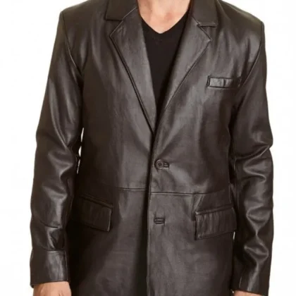 Charm Brown Leather Blazer