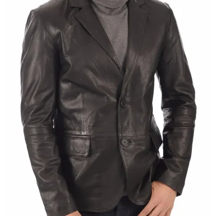 Black Real Lambskin Leather Blazer