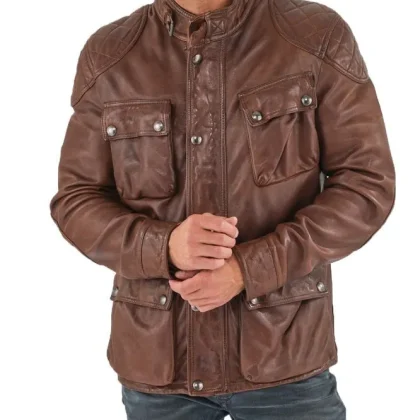 Serpent Brown Leather 3/4 Length Jacket