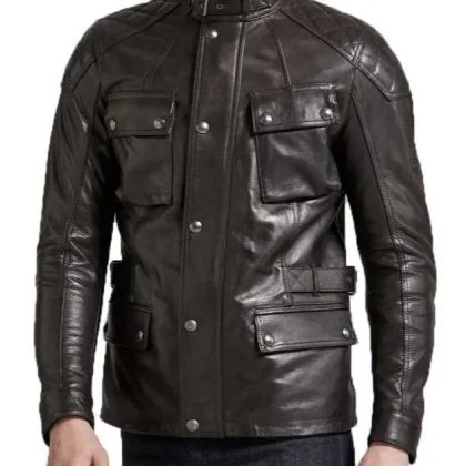 Falcon Black Leather 3/4 Length Jacket