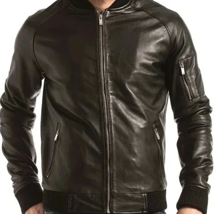 Nomad Black Leather Bomber Jacket