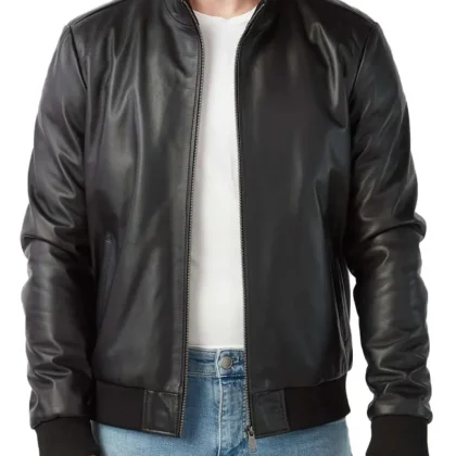Genesis Black Leather Bomber Jacket