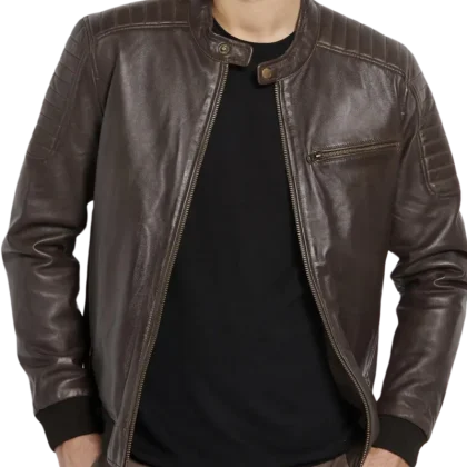 Voyager Brown Leather Bomber Jacket