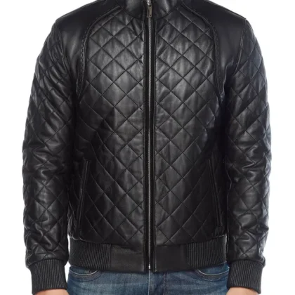 Catalyst Black Leather Bomber Jacket