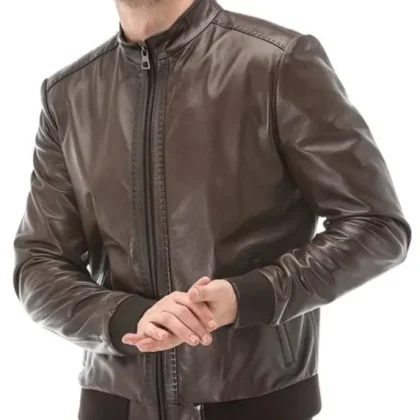Drifter Brown Leather Bomber Jacket