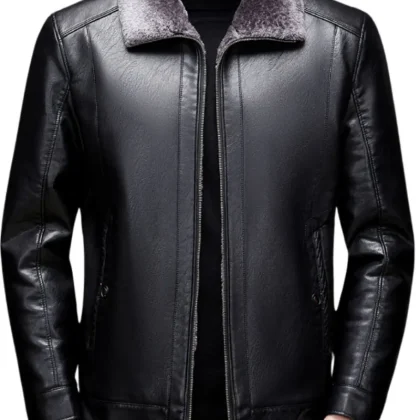 Timberline Black Faux Shearling Leather Jacket