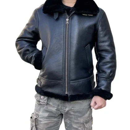 Arctic Black Bomber Leather Jacket